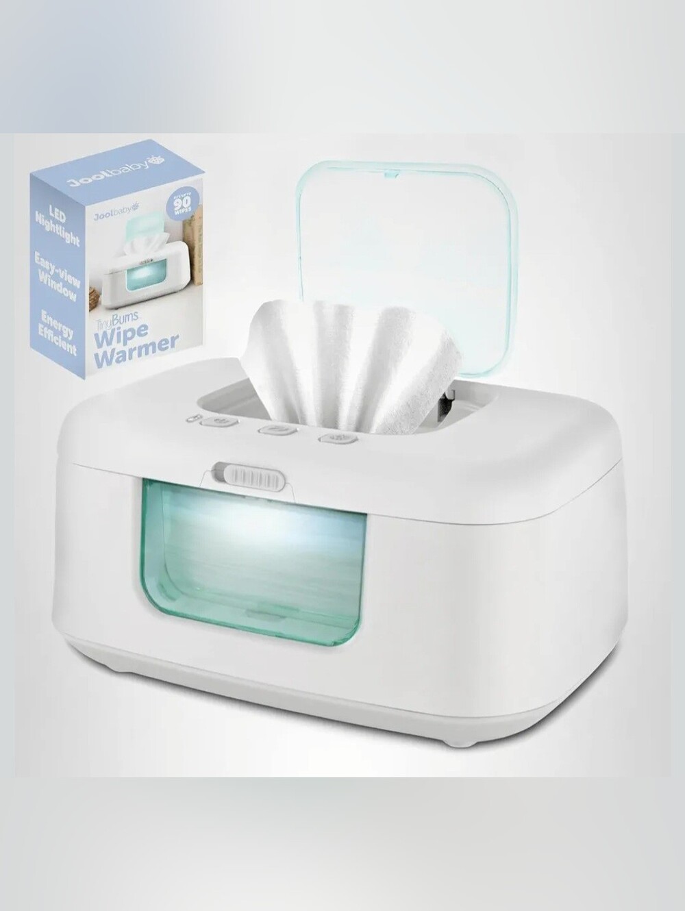 Jool Baby TinyBums Baby Wipe Warmer & Dispenser LED Changing Light On/Off Aqua